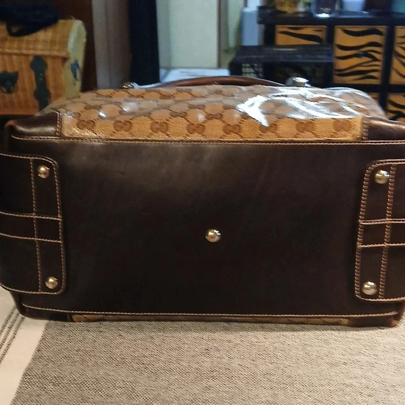 AUTHENTIC GUCCI CREST GG CRYSTAL 2 WAY TOTE BAG GG PVC LEATHER - Picture 6 of 11